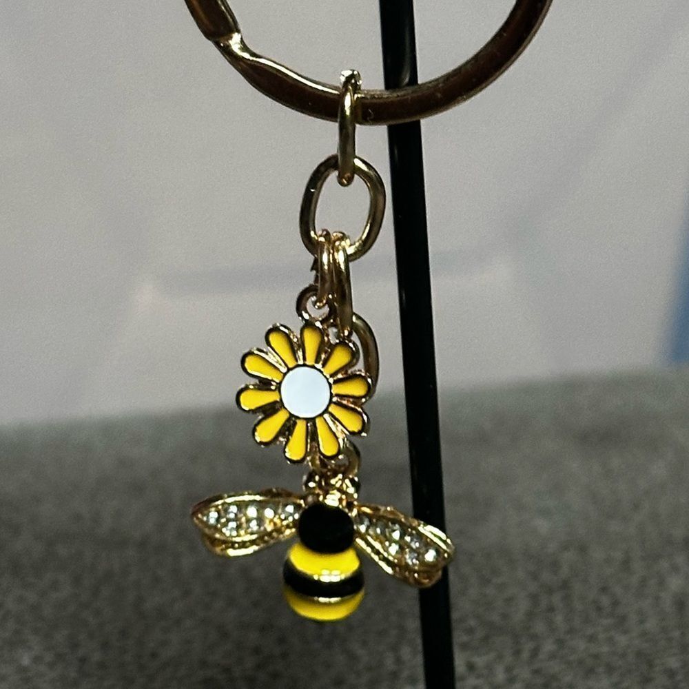Elegant Gold and Yellow Bee Brooch and Key Chain combo